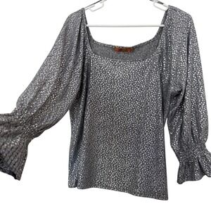 Belldini Metallic Shimmer Top XL NWT Silver Square Neck Off Shoulder‎ Whimsigoth